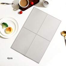 Placemats met vierkant rasterpatroon, hittebestendig, oliebestendig, antislip, waterdicht, isolatie, geschikt voor huis-/hoteldecoratie, 4/6 stuks beschikbaar