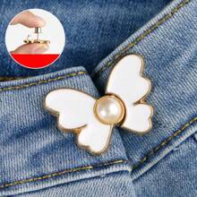 1pc Zinc Alloy Butterfly Shape Waist Adjuster Clasp, Detachable No-Drill No-Sew Waist Shrinker For Jeans, Trousers
