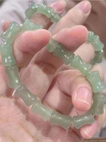 50pcs Bamboo Glaze Beads, Chinese Style Cylider Diy Bracelet Making Craft Jewelry Making Supplies For Necklace, Bracelet, Hair Clip