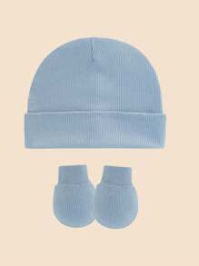 4Sets Blue Newborn Hospital Hat Baby Hat And Anti Scratch Mittens Set For 0-3 Months Newborn Baby Boys Essentials Bonnet Infant Beanie Caps And Gloves Casual Everyday Hat - 彩色 - 查看 3
