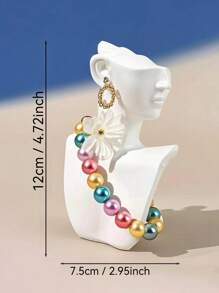 1pc White Elegant Polyresin Side-Profile Model Earring & Necklace Display Stand, Creative Jewelry Holder Display Prop