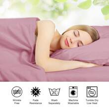 Luxurious And Breathable Bedding Set, Consisting Of 1 Flat Sheet, 1 Soft Bed Sheet And 1/2 Pillowcases - Ultra-Soft Cotton That Is Wrinkle-Resistant, Hypoallergenic And Easy To Care For. - 玫瑰紅 - 查看 6