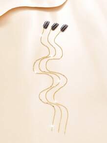 3pcs Minimalist Geometric Chain Decor Hair Clips Set, Braiding Tool, Suitable For Daily, Party, Outdoor Events And Gatherings - Multicolor - View 2