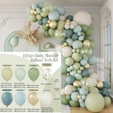 Confetti Dusty Blue Sage Green Metallic Gold Aluminum Foil Glitter And Paper Confetti Thickening Latex Balloon Garland Arch Kit For Boho Babyshower Woodland Jungle Safari Birthday Wedding Engagement First Communion Party Decorations - As Shown In the Picture (mixed Color) - View 12