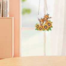 1 PC Diamond Art Painting Hanging Pendant Kits Sunflower Giraffe 5D DIY Diamond Art Creative Design Special Shaped Crystal Pendant Kits Home Decoration Pendant Ornament