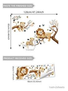 1pc/1set2pcs/1set3pcs Forest Tree Animal Tiger Fox Bear Rabbit Kitten Wall Stickers, Decorative For Baby Room, Living Room, Bedroom