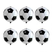 6pcs Black & White Polyester Thin Football Balloons, 22 Inch Football Balloons, 4D Football Balloons For Football Party Decor, Football Foil Balloons For Football Birthday Party - Multicolor - View 6