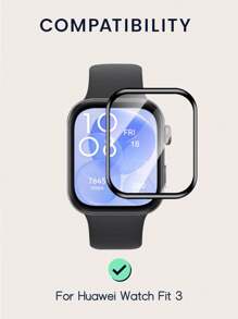 1pc Solid Color 3D Full Screen Scratch-Resistant PET Composite Smart Watch Protective Film With Cleaning Cloth Compatible With Huawei Watch Fit 3