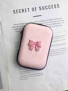 1个可爱粉色珍珠蝴蝶结化妆包，可收纳数据线、耳机、口红 - 淺粉色 - 查看 3