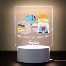 1Pc Customized Name Teacher Creative Gift 3D Light Illusion LED Night Light Warm Light Birthday Gift Christmas Gift Decoration Desk Lamp Night Light,A Gift For The Teacher, A Graduation Gift Gifts - Multicolor - View 4