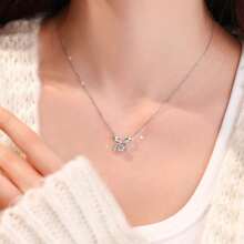 1pc 925 Sterling Silver Bridal Butterfly Necklace With Sparkling Zirconia, Elegant & High-Quality Jewelry For Wedding - Silver - View 3