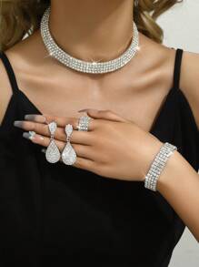 5 Stücke eleganter Kristall-Brautschmuck Set für Damen