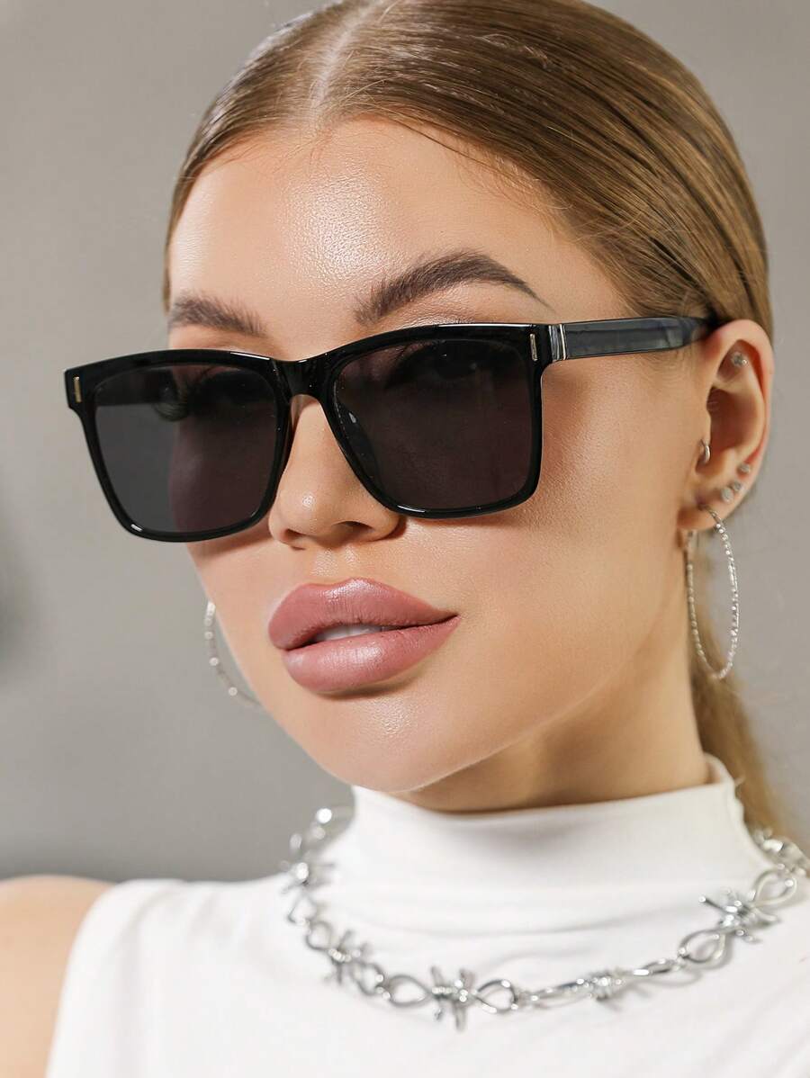 1 Par de gafas de sol rectangulares de moda unisex, aptas para pesca, deportes, vacaciones, viajes, conducción, calle, playa, protección UV, actividades al aire libre, golf, festivales, escalada, accesorios de moda callejera, fiestas, protección solar para vacaciones de verano en la playa, al aire libre, viajes