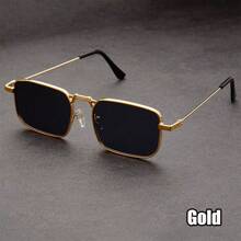 1 件女式复古金属方形小框时尚眼镜，复古风格，时尚眼镜，适合个性化日常服装和沙滩配饰 - 彩色 - 查看 14