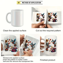 1 st (20 verschillende patronen kunnen vrij worden gesneden) Dragonfly & Flower Series Design Heat Transfer Paper, waterdicht voor glazen bekers, roestvrijstalen rolvinyltransferpapier, UV DTF, geschikt voor 16OZ-bekers, koelkasten, laptops, mokken en andere vlakke oppervlakken, waterdichte doe-het-zelfdecoratie (bekers niet inbegrepen)