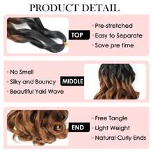 1 Pack French Curl Braiding Hair 12 Inch Pre Stretched Bouncy Curly Hair Easy Braid Crochet Hair Wavy Texture Synthetic Hair Extensions For 50g/Pack