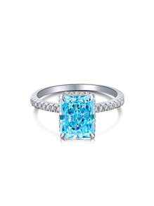 1 pièce Anneau unique en argent sterling S925 serti de pierre précieuse colorée et de diamant taille flocon de neige, cadeau idéal pour la Saint-Valentin ou un anniversaire