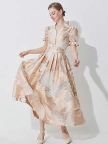 Elegant Party Dress With Jacquard Organza Fabric, Long Dress, Wedding Guest Dress, Prom Dress