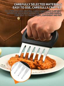 1PC / 4.9 Inch Anti-Rust Edge Sharp, 430 Stainless Steel Meat Splitter, Modern Simple Black And White Appearance, Pointed Claw-Shaped, Ergonomic Handle Design, Comfortable Grip, Easy To Cut All Kinds Of Meat, Family Barbecue And Kitchen Cooking Tools.