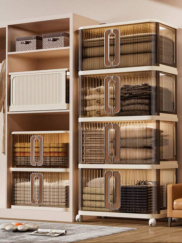 3/2/1 mobile di archiviazione leggero, armadio per la cucina, il soggiorno e i giocattoli, mobile pieghevole, cassetto trasparente estraibile per le scarpe, scaffale portascarpe pieghevole e salvaspazio, scatola organizer con guide spesse