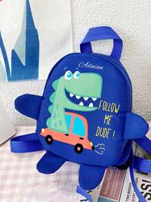 A Custom Bag With A Personalized Name Or Holiday Message. Customize Your Own Backpack. New Fashionable College Style Belt Mini Cartoon Dinosaur Print Decoration Polyester Fabric Zipper Adjustable Shoulder For Children Primary School Students To Go Back Outdoors On Vacation - Multicolor - View 13