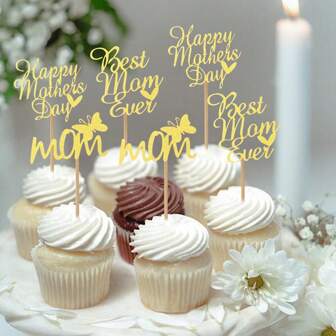 12 件蝴蝶纸质蛋糕装饰，适合母亲节派对烘焙装饰