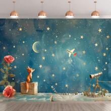 1 小狐狸星空聚光灯套装横幅，适用于室内外多功能摄影背景，非常适合生日、周年纪念日、家居装饰和派对，适用于摄影、客厅、卧室和办公室墙壁装饰