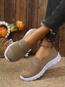 全新休闲运动女式一脚蹬鞋，圆头轻便透气乐福鞋