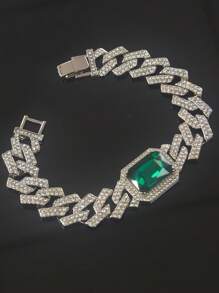 1 Set Men's Personalized Alloy Rhinestone Embellished Rifle Pendant Necklace, Gemstone Bracelet, Watch, European & American Stylish Hip-Hop Accessory, High-End Gift Box - Gun Set - View 12