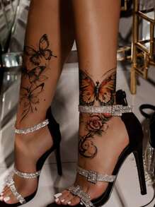 5 fogli di tatuaggi temporanei colorati per il corpo, impermeabili e anti-sudore, sicuri, con disegni di farfalle, fiori e foglie, adatti per festival