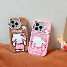 Sanrio Étui de protection pour téléphone Sanrio Hello chat Chat autorisé pour les sports, modèle 2025, conception mignonne et pleine couverture antichoc. Design nœud adorable et populaire pour fille.