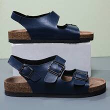 Sandały unisex z paskami korkowymi, wygodne, codzienne kapcie w stylu retro dla par - Niebieski - Zobacz 4