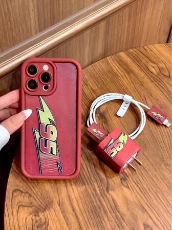 Racing 95 Bamboo Fiber Phone Case + Charger Cable Protector Compatible With IPhone 16 Pro Max/11/12/13/14 Plus/15 Pro/XS/XR Waterproof Shockproof Anti-Fall Scratch Resistant
