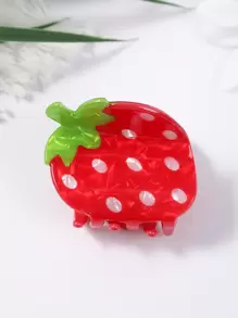 1 件可爱亚克力红色水果草莓小爪发夹，适合日常佩戴和度假，春夏季 - 紅色 - 查看 8