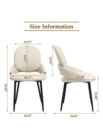 Set Of Dining Room Chairs Armrests, Faux Leather Armchair, Living Upholstered Office Stoel Zwart Metal Feet view 2