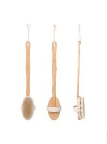 1pc Detachable Bamboo & Wood Bath Scrubber With Soft Bristles For Exfoliating & Massage Home Bathroom Decor Summer Back To School