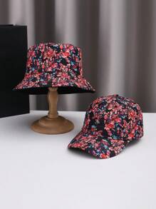 2pcs Polyester Fiber Jacquard Bucket Hat & Beret Hats, Party & Beach Accessories - Multicolor - View 5