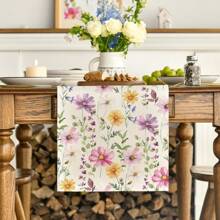 Eucalyptus & Daisy Floral Spring Tablecloth, Seasonal Summer Kitchen Dining Table Decor For Household Party