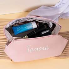 Customized Embroidered Solid Color Makeup Bag And Toiletry Bag, Ideal For Storing Cosmetics. Can Be Personalized With Your Name, Suitable For Boys And Girls. Great For Outdoor Travel And Back-To-School Season, Bridesmaid Gifts, Weddings, And Unique Holiday Gifts. - Multicolor - View 6
