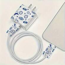 Premium Charging Adapter Protector Case For Blue-Eyed Compatible With IPhone 16 Pro Max/15 Pro, 30W Fast Charger Adapter Cover, Adorable Compatible With IPhone 14/13 Cable Winding Rope To Prevent Breakage