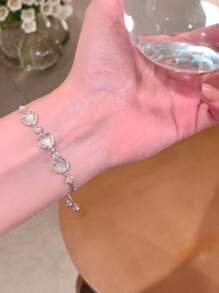 闪耀心形锆石手链，精致清新简约学生友情手链，2025新款