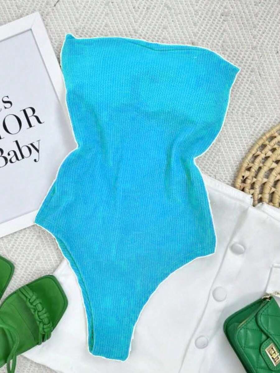 STRAP-DOWN BODYSUIT WITH SEXY PADDING - Azul - Ver 1