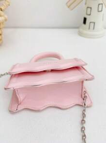 1 Pc New Mini Solid Color Simple Pu Material Handbag For Girls, Interchangeable Metal Strap, Crossbody And Handheld, Fashionable And Elegant For Parties, Shopping, Banquets, Eid Gift