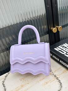1 Pc New Mini Solid Color Simple Pu Material Handbag For Girls, Interchangeable Metal Strap, Crossbody And Handheld, Fashionable And Elegant For Parties, Shopping, Banquets, Eid Gift