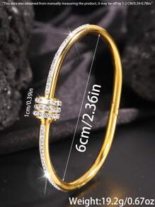 Camhanno 1/5精致时尚不锈钢铸造系列手链，代表高端时尚，适合日常使用/礼物 - 金色 - 查看 3