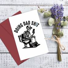 1 张有趣的父亲节贺卡，骷髅爸爸讽刺爸爸贺卡，做爸爸喜欢做的事，酷爸爸礼物