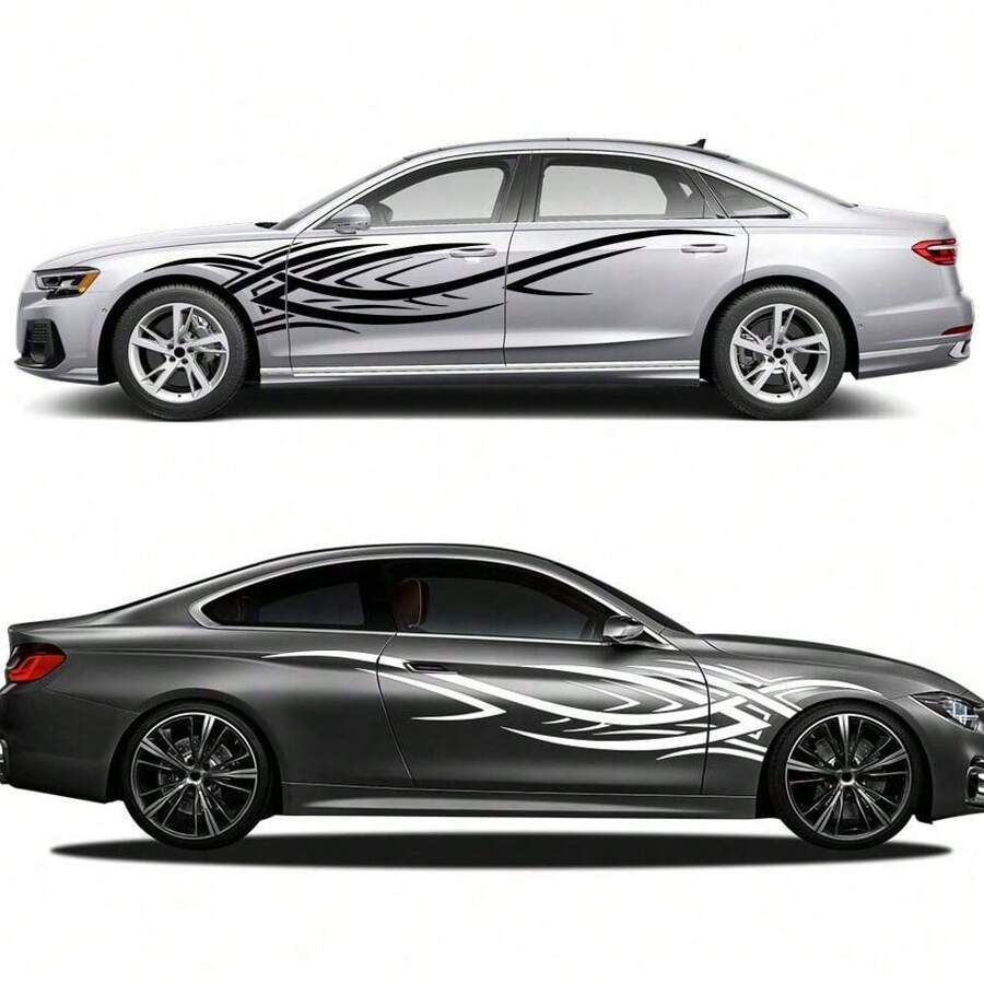 Car Door Creative Sticker Trims Car Body Side Stickers Flame Racing Sports Stripes Decals Automotive Universal Vinyl Decorative Accessories - 180x33cm/70.87x12.99inch - View 1