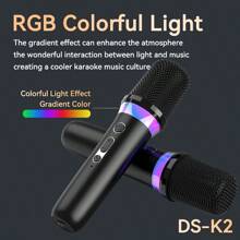 VAORLO DS-K2 卡拉 OK 伴侣无线麦克风动圈蓝牙 5.3 DSP 混音系统机 RGB 彩灯 3.5mm AUX 放大器主机 - 查看 12