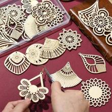 35 Pcs 7 Styles Wedding Angel Theme Unfinished Wood Cutout Charms Heart Cross Sun Wood Slices For Wedding Decoration DIY Printing Art Craft