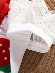 Infants Girls' Strawberry Embroidered Romper With Ruffle Hem & Headband, Cute Summer - Red - View 9